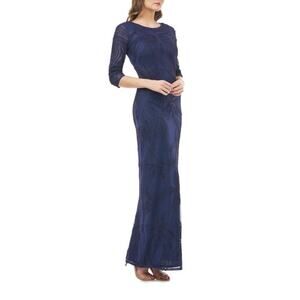 JS Collections Women's‎ Pearl Beaded Soutache Column Gown Formal Blue Size 10
